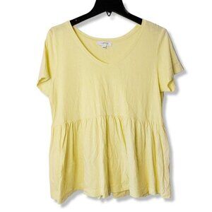 PASTEL Yellow Babydoll Vneck Tee